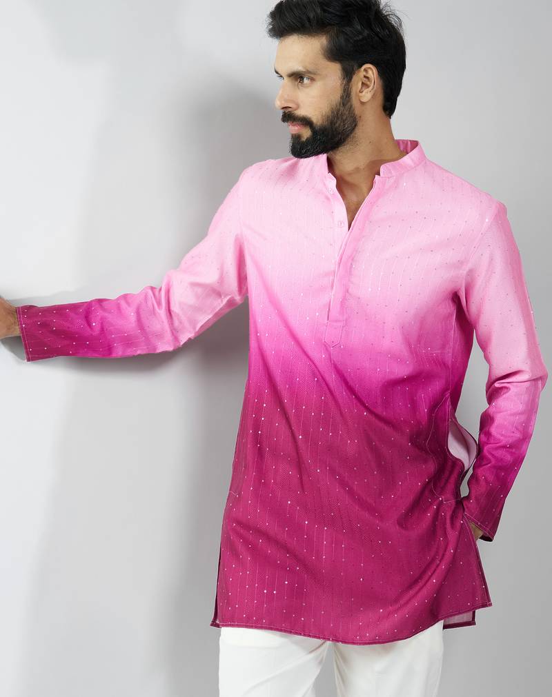 falsa silk blend ombre sequin kurta 