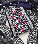 blue georgette embroidered dress material