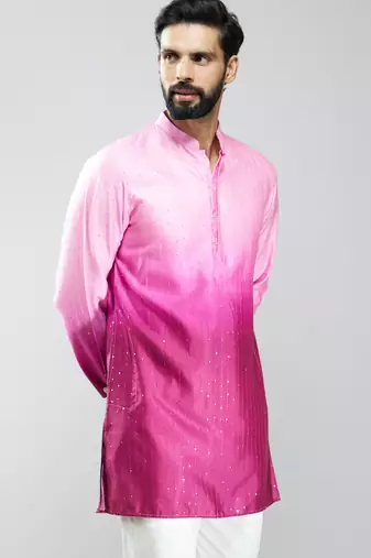falsa silk blend ombre sequin kurta 