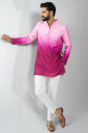 falsa silk blend ombre sequin kurta pant set 