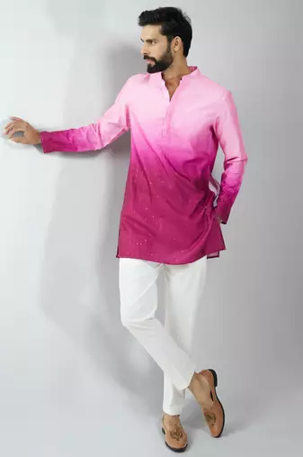 falsa silk blend ombre sequin kurta pant set 