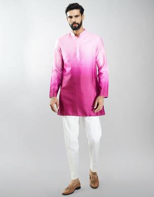 falsa silk blend ombre sequin kurta pant set  3