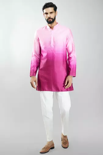 falsa silk blend ombre sequin kurta pant set 