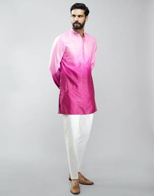 falsa silk blend ombre sequin kurta pant set  4