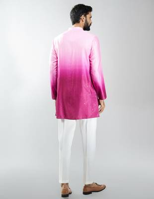 falsa silk blend ombre sequin kurta pant set  5