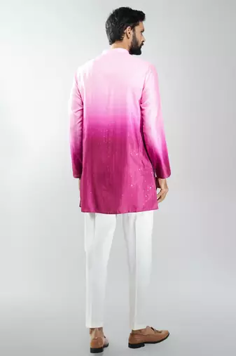 falsa silk blend ombre sequin kurta pant set 