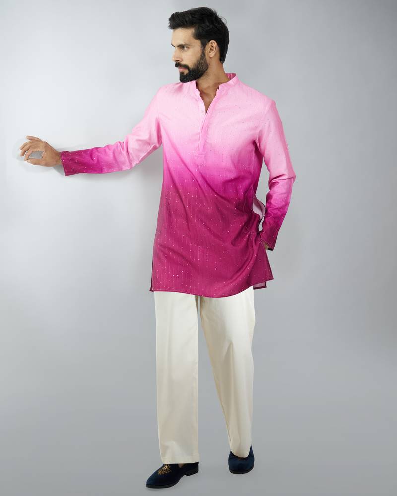 falsa silk blend ombre sequin kurta palazzo set 