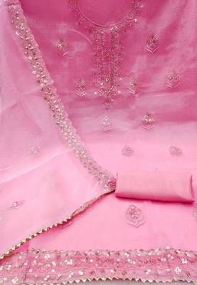 pink organza embroidered dress material 2