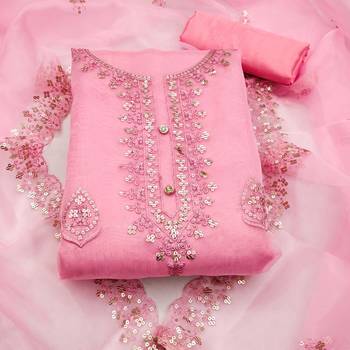 pink organza embroidered dress material 3