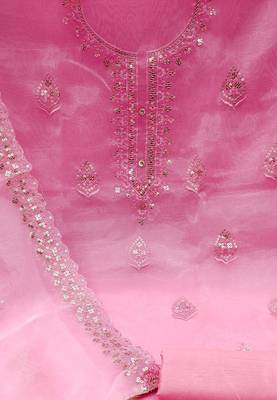 pink organza embroidered dress material 4