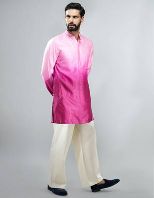 falsa silk blend ombre sequin kurta palazzo set  5