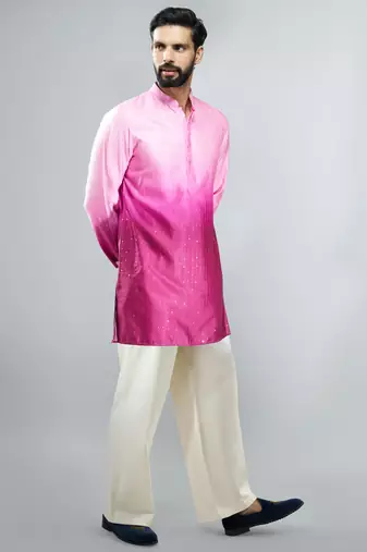 falsa silk blend ombre sequin kurta palazzo set 