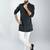 Black silk blend kurta with cream cotton lycra pyjama 