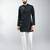 Black silk blend kurta with cream cotton lycra pyjama 