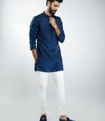 silk blend kurta with cream cotton lycra pyjama 