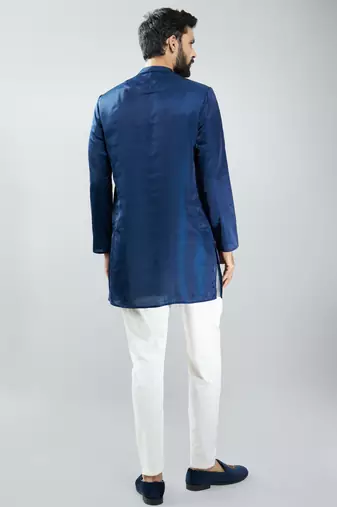 silk blend kurta with cream cotton lycra pyjama 