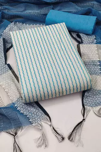 multicolor cotton woven dress material