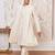 off white rayon embroidered kurta with dupatta & cream pyjama set