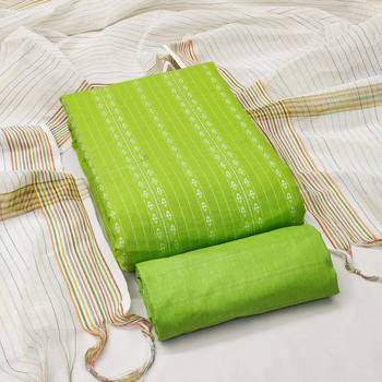 green cotton woven dress material 1
