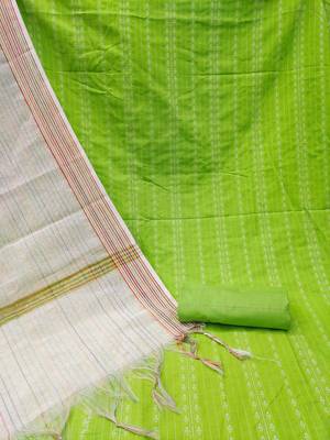 green cotton woven dress material 2