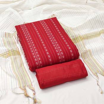 red cotton woven dress material 1