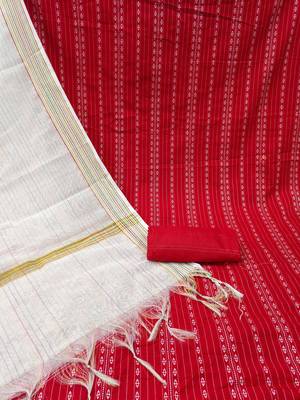 red cotton woven dress material 2