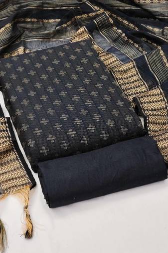 black cotton woven dress material