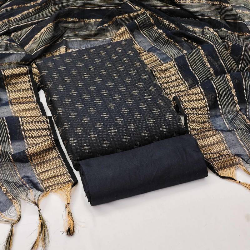 black cotton woven dress material