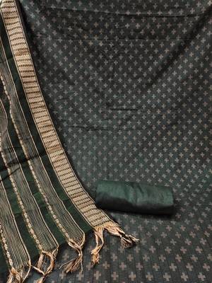 green cotton woven dress material 2
