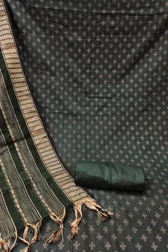 green cotton woven dress material