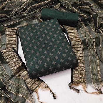 green cotton woven dress material 3