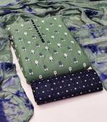 green cotton printed dress material