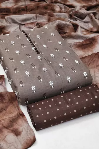 grey cotton printed dress material