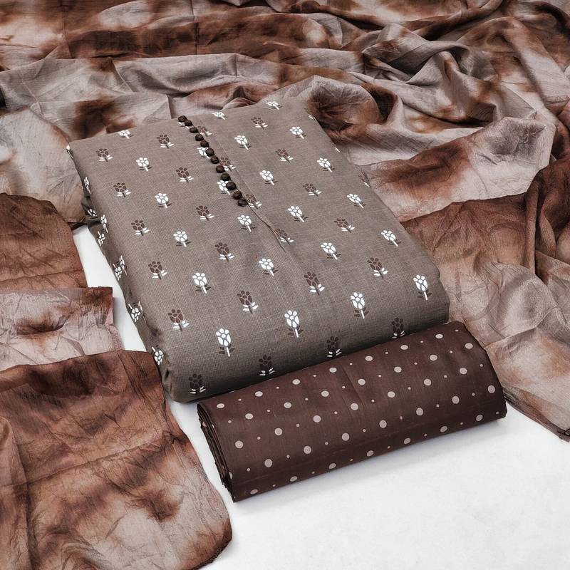 grey cotton printed dress material