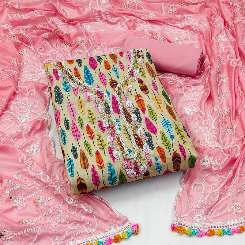 multicolor cotton hand embroidery dress material