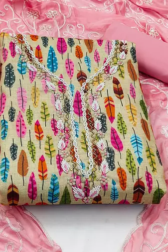 multicolor cotton hand embroidery dress material