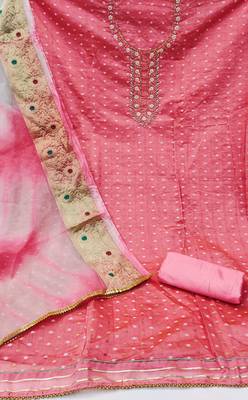 pink cotton hand embroidery dress material 2
