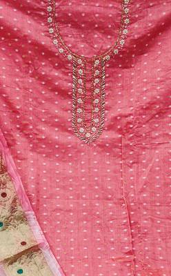 pink cotton hand embroidery dress material 4