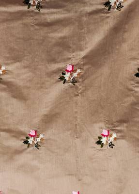 beige silk blend embroidered dress material 4