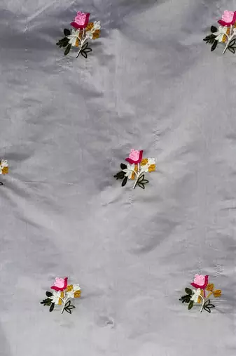 grey silk blend embroidered dress material