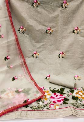 light green silk blend embroidered dress material 2