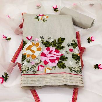 light green silk blend embroidered dress material 3