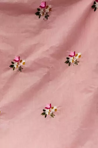 peach silk blend embroidered dress material