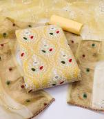 yellow silk blend embroidered dress material