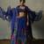 blue embroidered chiffon lehenga set