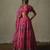 pink printed chiffon lehenga set