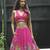pink printed organza lehenga set