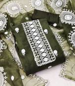 dark green organza embroidered dress material