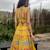 yellow printed linen lehenga set