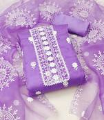 purple organza embroidered dress material